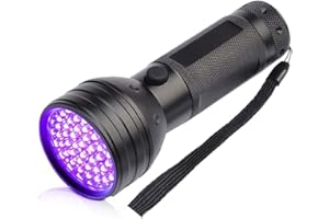 AYADA UV Taschenlampe,Schwarzlicht Taschenlampe mit 51 LEDs Licht,395nm Ultraviolett Lampe für Bernstein Geocaching Jagd,Haustier Urin Detektor für Eingetrocknete Urin Flecken Der Hunde & Katzen (Schwarz)
