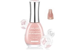 SAVILAND Nail Strengthener: Air Dry Nude Nail Polish Strengthener for Damaged Nails 7-Day Repair Weak & Thin Nail Hardener Extra Strong and Growth VE Castor 15ml Growth Oil for Nail Care Treatment
