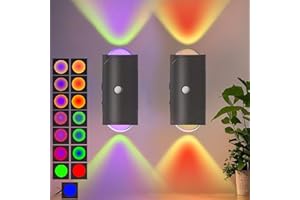 ‎REGAPOG Smart Night Light,Led Nachtlicht Mit Bewegungsmelder,Led Wandleuchte Kabellos,Magnetische Wandleuchte,Rgb-Farbverlauf Dimmbar,Wiederaufladbare Kabellose Wandlampe,Automatisch On/Off (Schwarz 2 Stück)