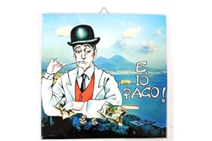 TrAdE Shop Traesio QUADRETTO PIASTRELLA Decorativa Porta Fortuna Ceramica E IO Pago