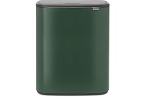 Brabantia Bo Touch Bin - 2 x 30L Inner Buckets (Pine Green) Large Waste/Recycling Kitchen Bin - Soft-touch