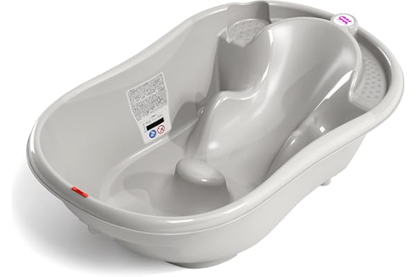 OKBABY Onda - Baignoire pour le Bain du Nouveau-né 0-12 Mois, Design Ergonomique - Taupe