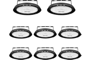 Blivrig 8PCS LED Lampara Industrial Techo 300W UFO Blanco Frío 6500K Con Soporte, 30000LM Alto Campana Luz Interior, 252 Focos LED Impermeable IP65, para Naves, Muelle, Fábricas, Almacén, Aeropuerto