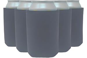 TahoeBay Leatherette Can Cooler Sleeves (12-Pack) Faux Leather Bulk Beer and Soda Neoprene Coolers for Cans - 12oz Blanks for Heat Transfer Vinyl - Plain Groomsmen Gifts Party Favors (Gray)
