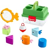 Fisher-Price Kamp Zamanı Şekil Eşleştirme Kutusu, 6 aylık ve daha b&uuml;y&uuml;k bebekler i&ccedil;in oyuncak, balık tutma ağı ve 6 blok, JLB