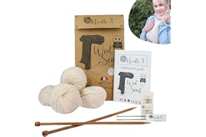 Needle It® - Kit completo para tejer lana principiantes - Bufanda de lana - Idea de regalo (Beige Claro)