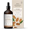 Juicy Chemistry Organic Sweet Almond Oil, 100 ml | 100% Pure, Cold-pressed, Certified Organic & Premium Theraupetic Grade Almond Oil for Skin & Hair