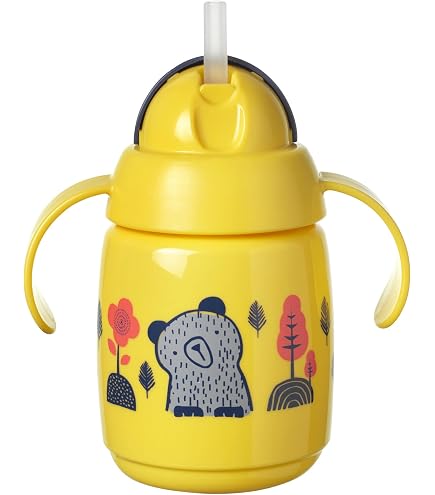 Tommee Tippee Bicchiere termico con cannuccia per bambini, 12 mesi in più, 1 pezzo, arancione, 549357, 1 pezzo (confezione da 1