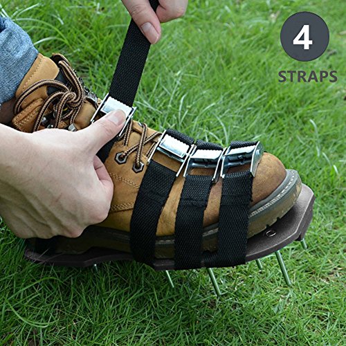 Preisvergleich Produktbild GKANGU Upgrade 4 Riemen Rasenbelüfter Schuhe Garten Spiked Sandalen