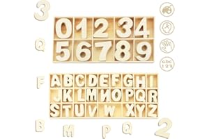 Favengo 216 PCS Lettres et Chiffres en Bois A-Z Lettres / 0-9 Chiffres Anti-usure Lettre Prenom Bois Anti-corrosion Mini Lettres en Bois Naturel pour Loisirs Créatifs Bricolage Décoration de Mariage