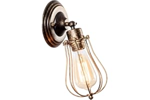LULING Industrial Wall Sconce Vintage Lighting Adjustable Lamp Rustic Wire Metal Cage Oil Rubbed Wall Light Shade Edison Style Antique Fixture Porch Mirror (No Bulb) (Bronze Color) (Bronze) … (Bronze)