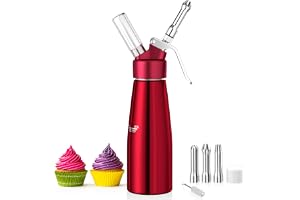 Newaner 500 ml grädddispenser, gräddsyfon aluminium med 3 dekorativa munstycken i rostfritt stål och 1 rengöringsborste, läck