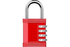 YETEDOLE Combination Padlock, Padlock for Gym Locker, 4 Digit Red Combination Lock for School Locker, Shed, Fence, Hasp, Garage (1 Pack)