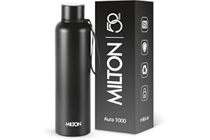 Milton Aura 1000 Thermosteel Water Bottle, 24 Hr Hot and Cold I Leak Proof Lid, ISI Certified I Vacuum Insulated I for Office