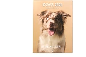 DRAEGER PARIS 1886 - Petit Calendrier mural 13x18 cm 2026 - Thème Chiens - 12 mois - Papier FSC - Illustrations détachables