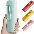 Exllena Small Flask 200ml Made of 304 Stainless Steel, Double Wall Vacuum Insulation for Hot&Cold Drinks, Mini Flask with Carry Handle - 100% Leakproof(Mint)