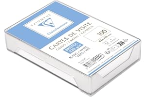Clairefontaine 1444C - Boite de 100 Cartes de Visite Bristol Blanc Uni 82x128 mm - 220g/m²