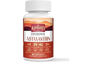 RAPSDAYCI Liposomiale Astaxantina Integratore di 24 mg per porzione, Potente Formula Antiossidante Rispetto alla VIT C, (60 Unità)