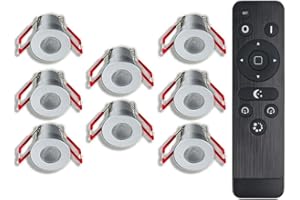 ‎LEDUX 3W LED Mini Einbaustrahler, 3000K Warmweiß, Dimmbar, Aluminium, IP65 Wassergeschützt, Innen- und Außenbeleuchtung (Silber, 8x Minispot)