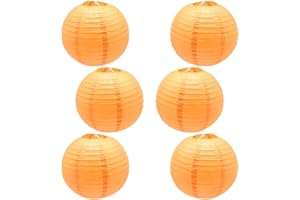 CEEYSEE 6 Pezzi Lanterne di Carta 30cm Lanterne Rotonde Arancione di Carta Lanterne di Carta Appese per Decorazioni di Festa Compleanno Matrimonio Natale Giardini(DCNS)