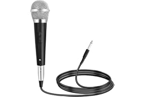 BHOULANDI Dynamic Wired Microphone, Karaoke Microphone for Singing, Handheld Vocal Mic with 9.84ft XLR to 1/4" Cable, Cardioid Metal Plug in Microphone for Wedding DJ Party Speech and Outdoor Activity