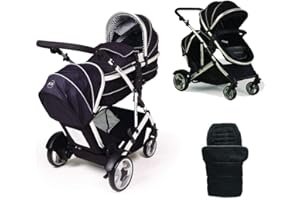 Kids Kargo Duel DS + Carrycot Liner/Mattress Insect net Carrycot Converts to Seat Unit. Also Includes 2 Raincovers, 1 Footmuff, Skinnie Minnie, Double Tandem Pushchair