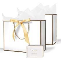 Abbylike 24 Sacchetti Regalo Oro Con Manici 30x11x28 Cm - Borse In TNT Riutilizzabili Per Dipendenti, Medici, Compleanni E Feste - Stampati Con Frasi Di Ringraziamento - 3