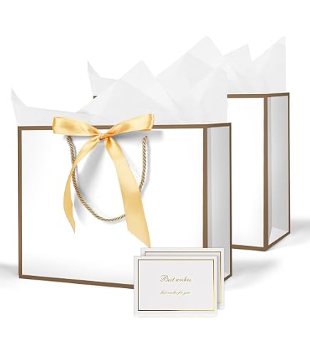 Confezione 8 Sacchetti Regalo Metallizzati Dimetey | Con Fiocco, Nastro E Carta Veline, 28x20x10 Cm, Per Matrimoni E Lauree