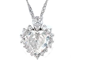 Rizilia OCEAN HEART Pendant with Chain & Heart Cut Gemstones CZ , Simple Modern Elegance