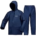 Work Wear Jacket and Trousers Set for Men/Women, Ultra-Lite Waterproof Raincoat Windproof Hooded Rainsuit Rain Gear