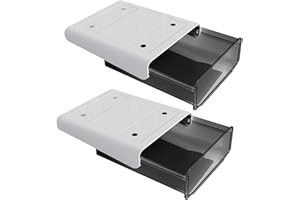 HILEYU 2 Pcs Under Desk Drawer Organizer,Self-Adhesive Pop-up Hidden Under Desk Storage Box,Under Table Drawer Tray Organizers for Home Office School,Large Capacity Self-Adhesive Under Desk Storage