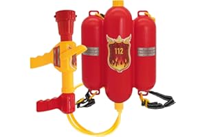 Idena 8040009 – Lance à Eau Pompiers, Taille env. 40 cm avec buse réglable, réservoir d'eau et bandoulière, Bataille d'eau, été, fête de Jardin, Pistolet à Eau, Canon à Eau, Pistolet à Eau