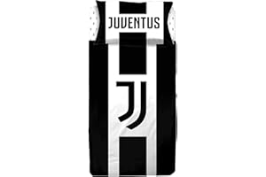hermet Juventus F.C Parure de lit 1 Place, 100% Coton, Blanc Noir