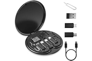 KINIZUXI Multi USB Adapter Cable Kit, USB C to iOS Device Adapter Box, Conversion Set USB A & Type C to Male Micro/Type C/iOS Device for Data Transfer, Card Storage, Tray Eject Pin, Phone Holder-Black