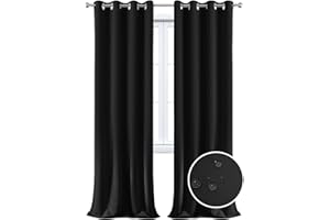 MAXIJIN Cortinas Impermeables para Ventanas Cortinas Oscuras para Dormitorio Cortinas Aislantes Térmicas de 2 Paneles con Ojales para Interiores, Sala de Estar (140 X 260 CM, Negro)