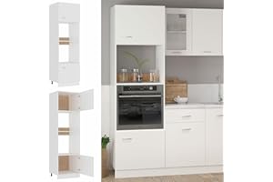 Gecheer Armario de Microondas, Módulos de Cocina, Salón Comedor, Armario Auxiliar Inferior con Cajón, Muebles Isla para Cocina, Aglomerado Blanco 60x57x207 cm