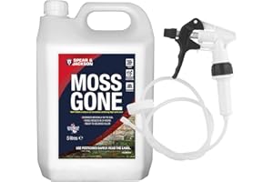 Spear and Jackson Moss Gone Moss killer 5 Litre with long hose trigger, Fast Acting, Suitable on Paths, patios and hard surfaces