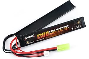 NASTIMA Batteria Lipo Airsoft 7.4V 1300mAh, Pacco Batteria Farfalla 2S 15C Compatibile con Connettore Mini Tamiya per Pistole Airsoft AK47, MP5K, MP5, Scar, M249, AUG, AEG