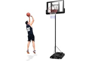 KOMFOTTEU Canasta de Baloncesto con Altura Ajustable 180-305 cm, Soporte de Baloncesto Portátil con Base Rellenable y Ruedas, Canasta de Baloncesto para Niños y Adultos
