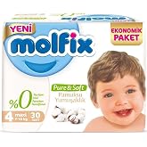 Molfix Pure & Soft 4 Beden (7-14 Kg) Maxi Bebek Bezi, 30 Adet