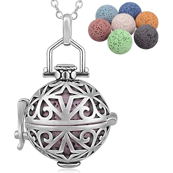 GraceAngie Lot De 5 Colliers Avec Pendentif Diffuseur D'huiles Essentielles D'aromathérapie En