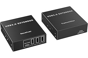 PremiumCord Extender USB 3.0 A 4 Porte Su Cat5E/Cat6/Cat6A Fino A 100 m, 5 Gbps, RJ45, Ethernet, Custodia In Metallo, Nero