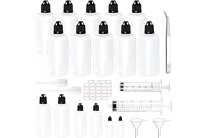 FINEASY 25 Stück Tropfflasche, Liquid Flaschen 100ml Dropper Bottle Quetschflaschen Plastikflaschen mit Kindersicherung Deckel Gratis Trichter Etiketten Messbecher Transfer Pipette für Liquids