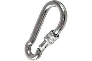SS8 Carabiner Locking Clip Hook Steel Heavy Duty Clips Lock Screw