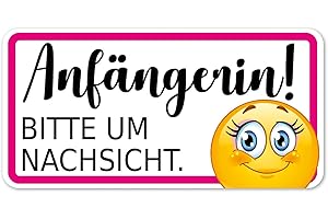 ‎YOUNIKAT Fahrzeug-Aufkleber Anfängerin! Bitte um Nachsicht I 20 x 10 cm I Vorsicht Achtung Fahranfänger-in I Autoaufkleber wetterfest I mit Smile I kfz283 I