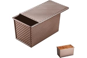 DBAATTZ Stampo per pane da 450 g, con coperchio, stampi per pane, utensili da forno, antiaderente, teglia per pane, toast piatto, adatto per cucina, pasticceria, oro