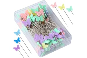 CETORNIE linvshi shop Épingles à Coudre,100 Pièces Épingles à Tête de Fleurs,Plat Colorées Epingle Couture en Forme pour DIY Quilting Outil Couture Accessoires, L, (linvshi shop)