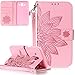 Produktbild Neu ISENPENK Samsung Galaxy J5(2015)/J500FN/J5(2015) Duos Hülle Leder [Rosa],Blume2 Samsung Galaxy J5(2015)/J500FN/J5(2015) Duos Flip Case 3-in-1 Bookstyle Geldbörse Tasche,Muster Standfunktion Schutzhülle Tasche Credit Card Slots Wallet Case Leder