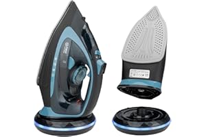 TZS First Austria - Ferro da stiro a vapore senza fili con stazione 2400W - Con serbatoio da 450 ml, sistema antigoccia, temperatura & intensità regolabile e piastra in ceramica - Con vapore verticale