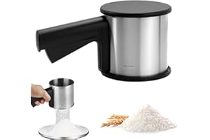 Dulynva Tamizador de Harina de Acero Inoxidable Tamiz de harina de Una Mano Espolvoreador con Mango Capacidad de 300 Gramos Tamiz Fino de Mano para harina, azúcar Glas y almendras en Polvo